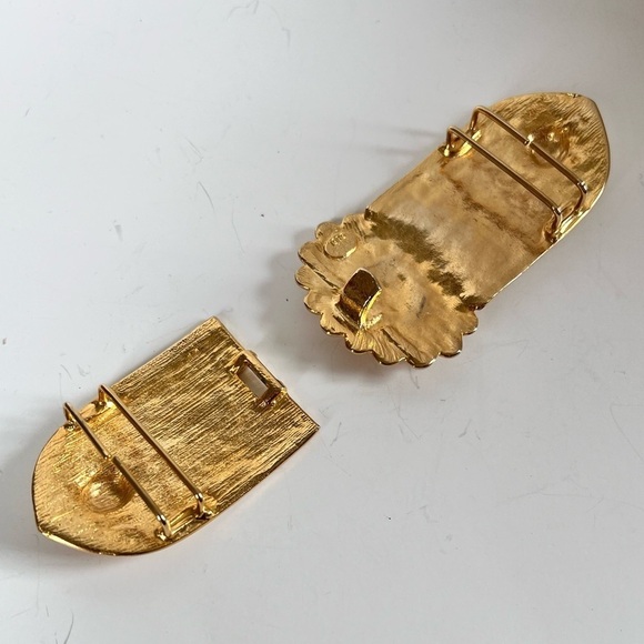 Vintage Gay Boyer 1980s Goldtone Floral Etched Belt RARE Retro Glam Collectible main image 9